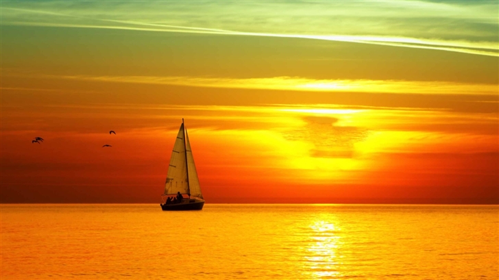 Sailing Boat At Sunset Mac Wallpaper