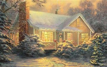 Christmas Cottage By Thomas Kinkade MacBook Pro wallpaper