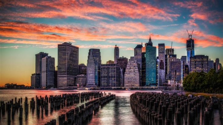 Manhattan Skyline Sunset Mac Wallpaper