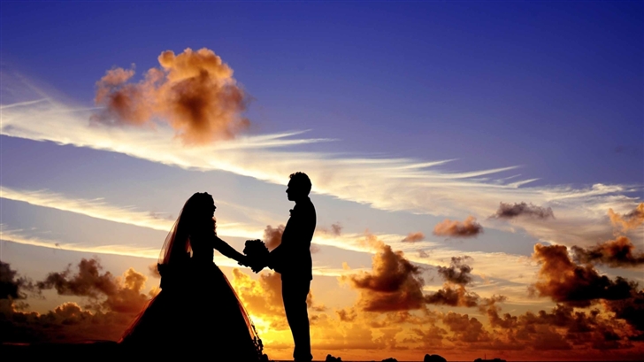 Wedding Tropical Sunrise Silhouette Mac Wallpaper