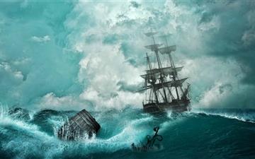 Sailing Ship Storm All Mac wallpaper