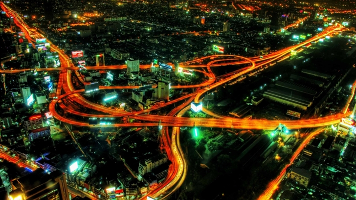 City Highways Night Mac Wallpaper